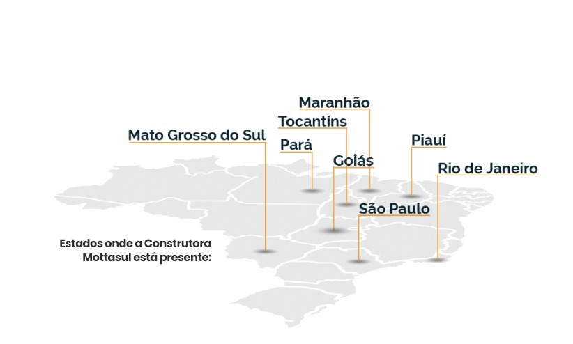 Estados onde a construtora Mottasul está presente